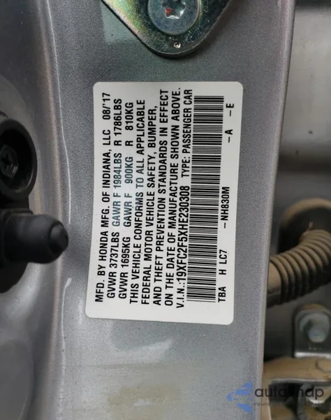2017 Honda Civic Lx z USA, uszkodzony, nr VIN 19XFC2F5XHE230308